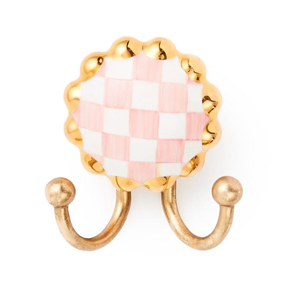 NEW Mackenzie-Childs Rosy Check Round Hook
